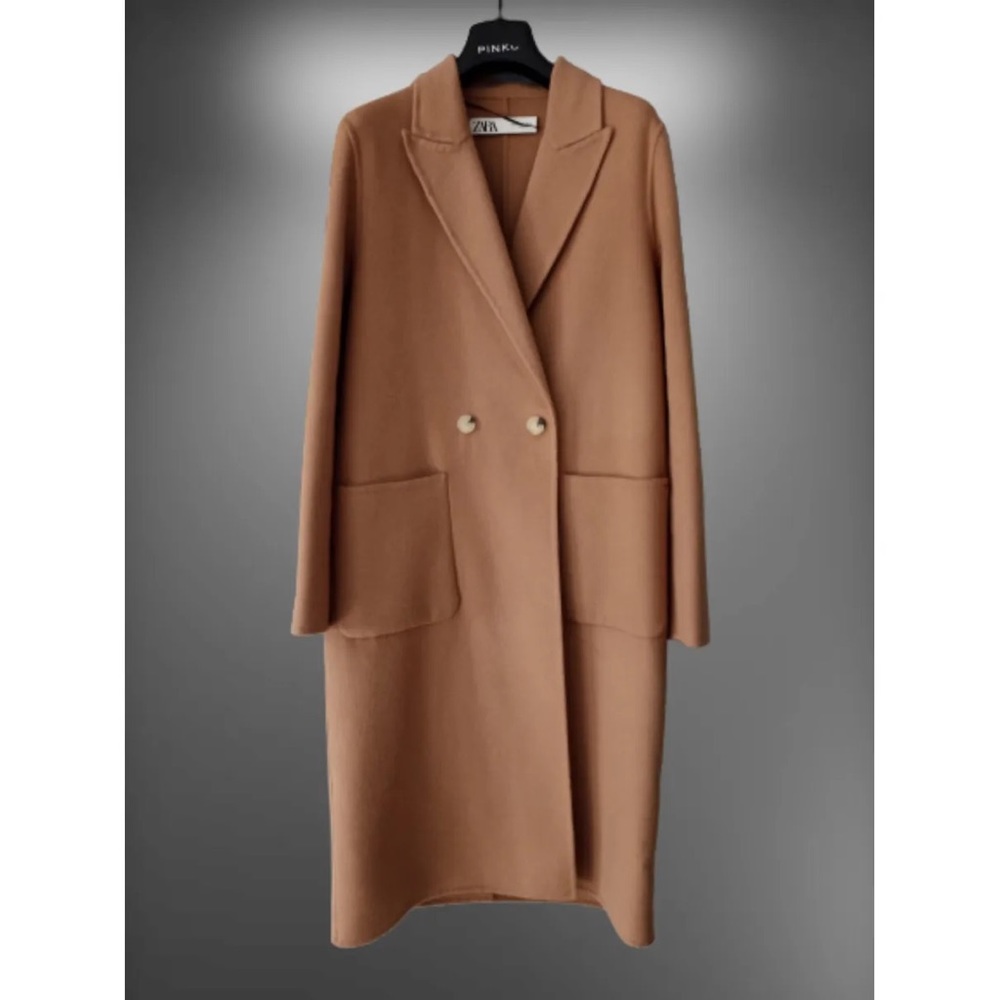 Zara Camel Wool Coat Slouchy Size S